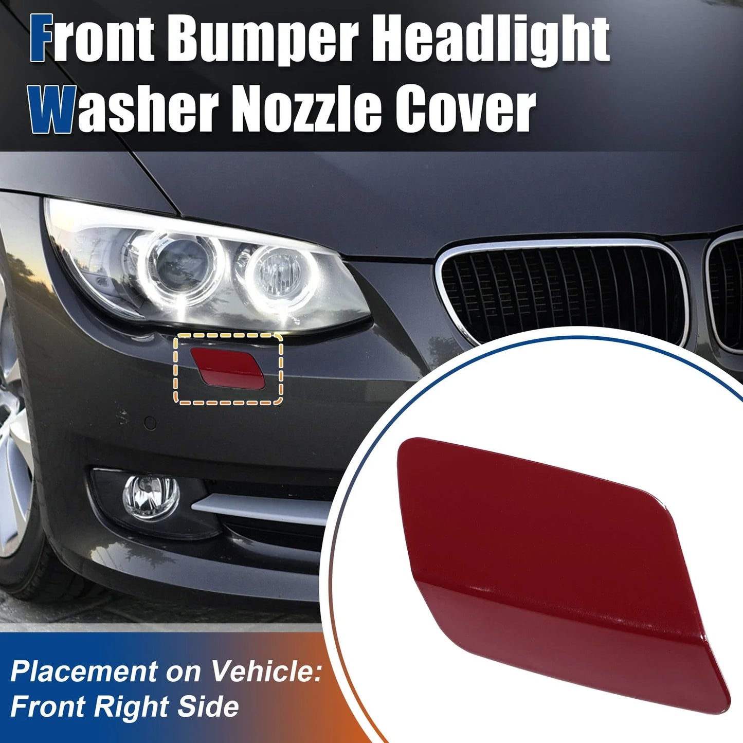 Right Side Front Bumper Washer Nozzle Cover for BMW E92 Gloss Red (2011 - 2013)