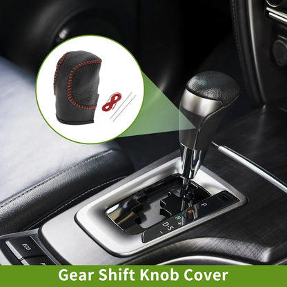 Car Pebbled Gear Shift Knob Cover for Honda Civic  - Black Red Faux Leather