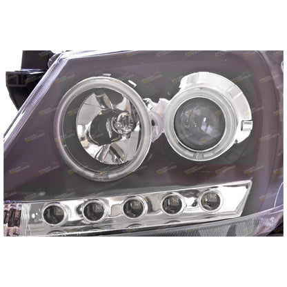 2 x LED Black Projector Headlights for Toyota Hilux (2005–2011)