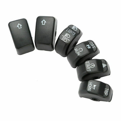 Black Hand Control Switch Button Covers for Harley Softail & Sportster