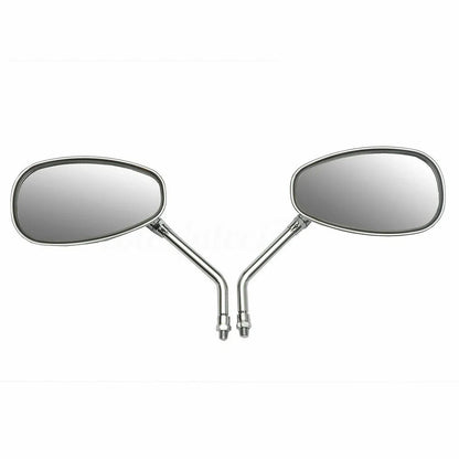 Chrome Motorcycle Oval Rearview Side Mirrors 10mm for Cruiser Chopper