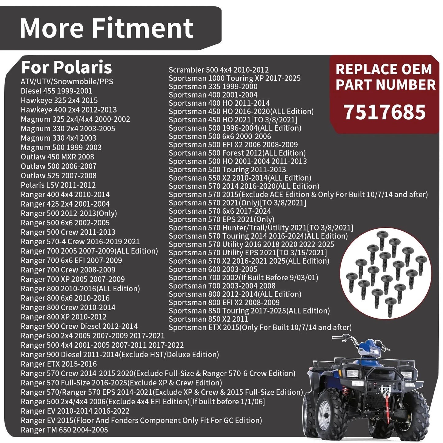 16Pcs Body Rack Bolts for Polaris Outlaw 450 500 525 Xpedition (2005–2014)