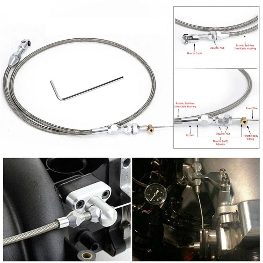 36in Stainless Steel Braided Throttle Cable for LS Engine LS1 (1997–2004)