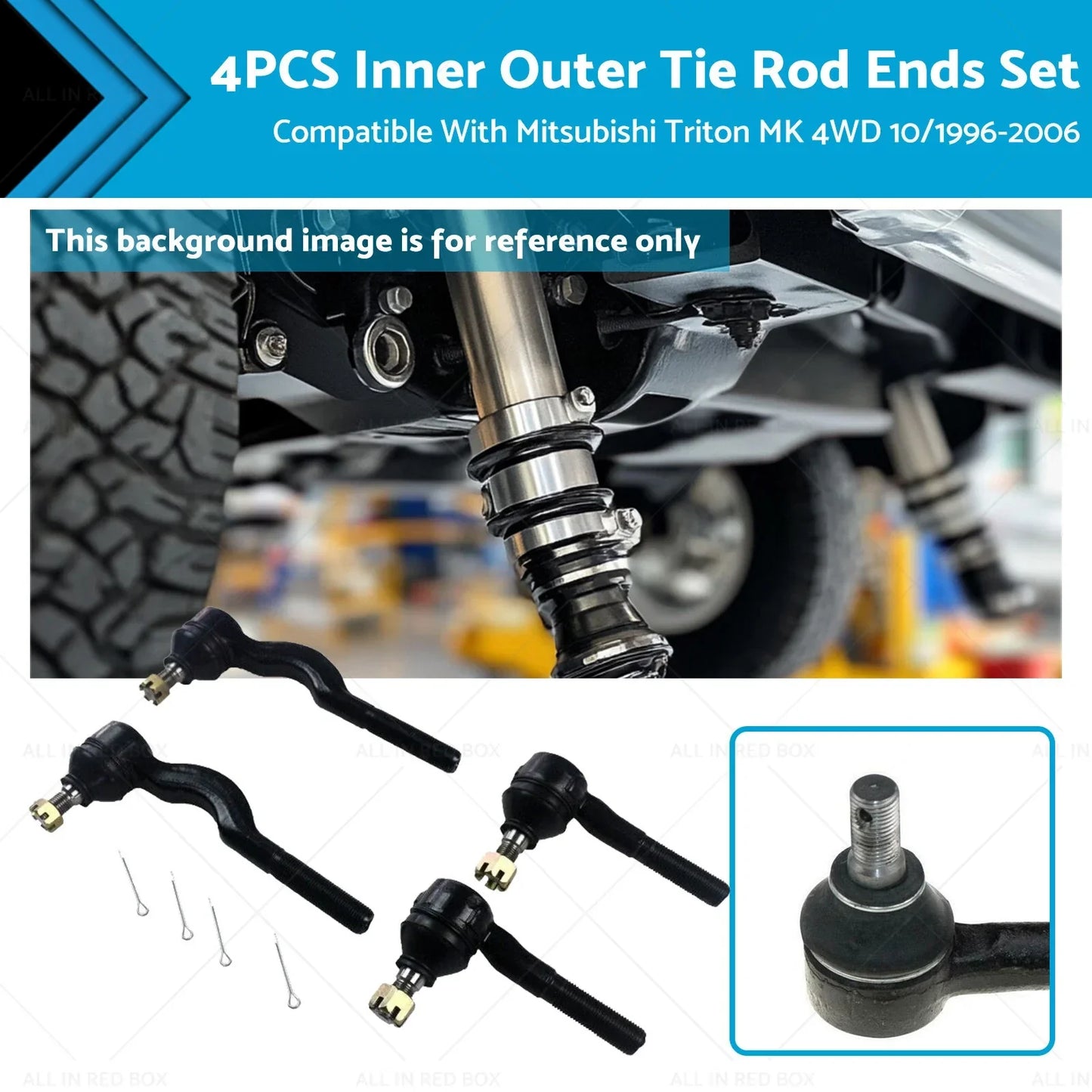 4pcs Inner Outer Tie Rod Ends for Mitsubishi Triton MK 1996-2006