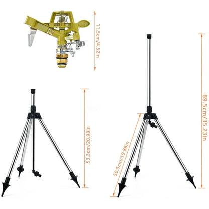 360° Heavy-Duty Zinc Alloy Tripod Sprinkler for Lawn Care
