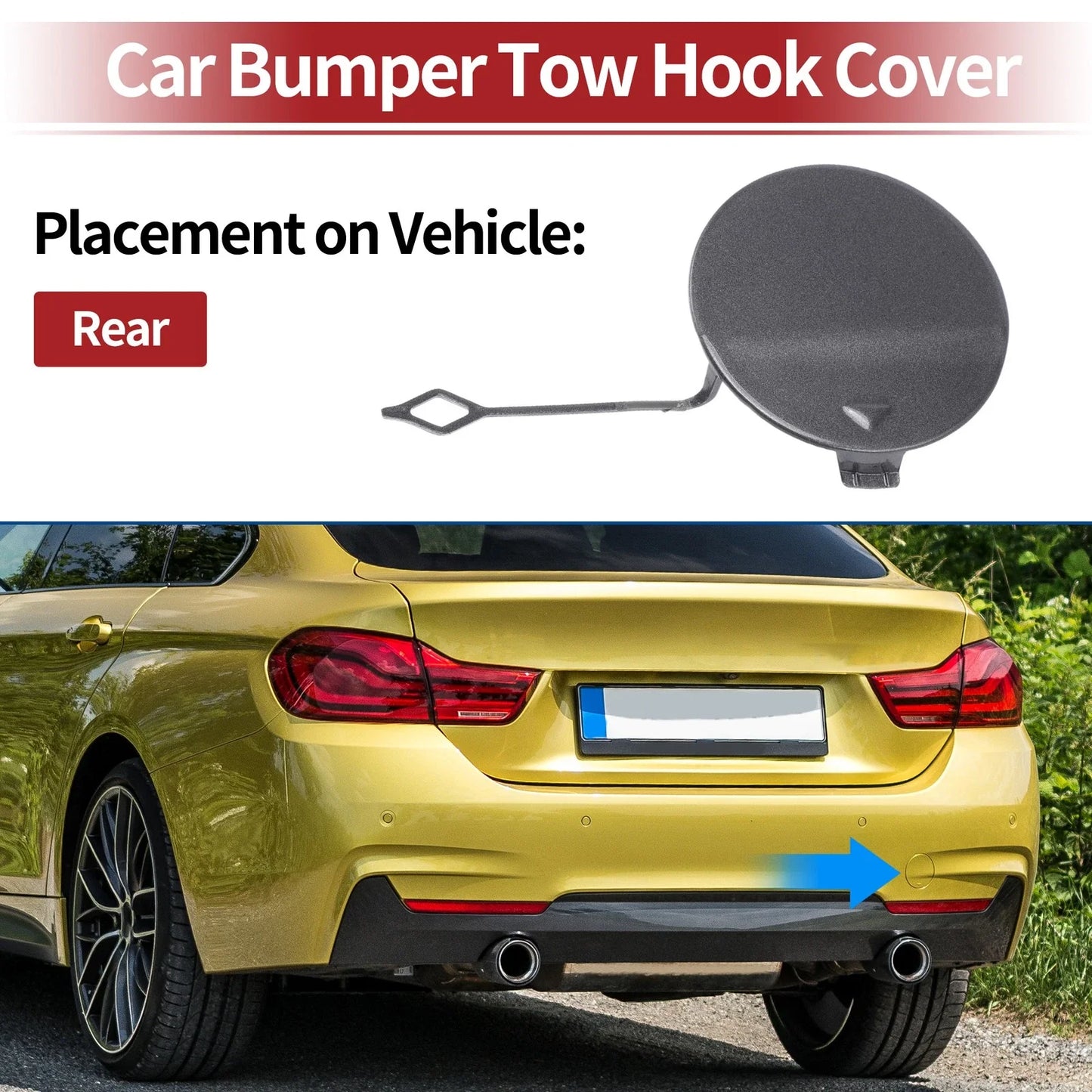 Rear Bumper Tow Hook Cover for BMW 428i (2014 - 2016) Grey