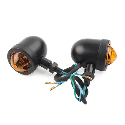 Black Motorcycle Turn Signal Lights for Harley Cafe Racer Bobber Chopper