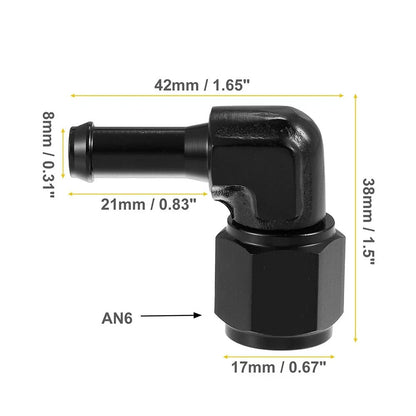 Fitting Adapter Fuel Hose 6AN Female 90 Degree AN6 to 5/16