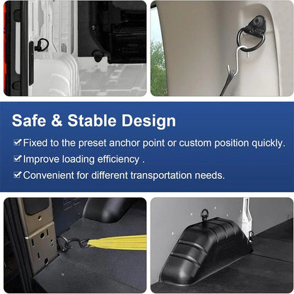 6 x Steel Cargo Hooks for Ford Transit 150 250 350 Van (2014-2023)