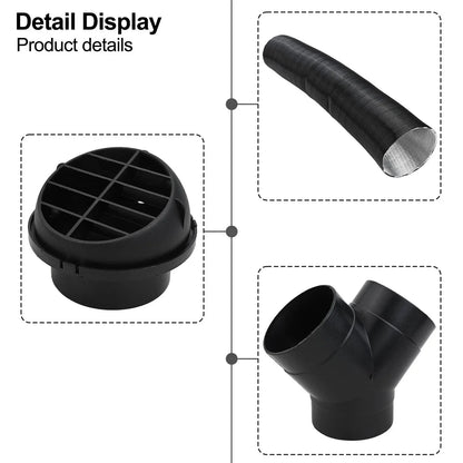 75mm Air Diesel Heater Exhaust Y Pipe 2 Outlets 4 Clamps