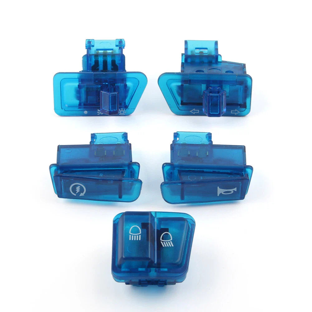 5Pcs Blue Turn Signal Headlight Ignition Horn Switch Caps for GY6 50-150cc