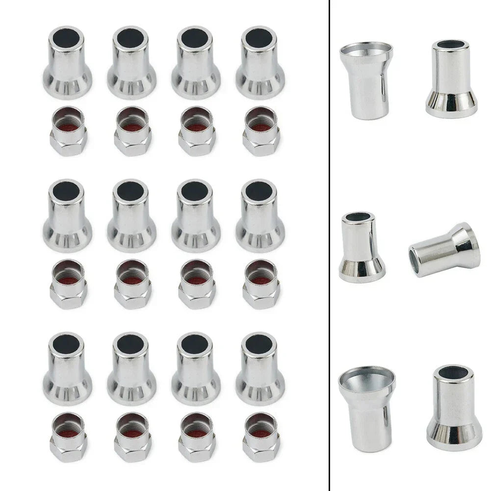 Valve Stem Hex Cap+Sleeve Cover Chrome Car Truck Tire Wheel Tyre
