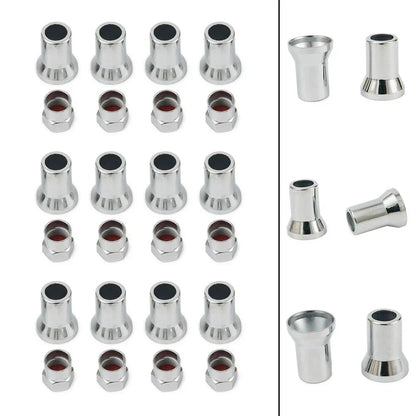 Valve Stem Hex Cap+Sleeve Cover Chrome Car Truck Tire Wheel Tyre