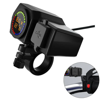 Waterproof Charger with Voltmeter and Temperature Display
