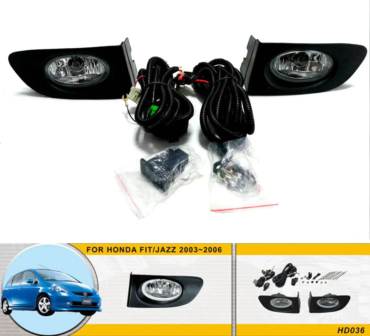 Yellow Fog Lamp Driving Light H11 for Honda Fit Jazz (2003-2007)