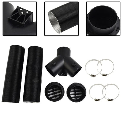 75mm Pipe Ducting Y Piece + Warm Air-Outlet Vent + Hose Clip for Diesel-Heater