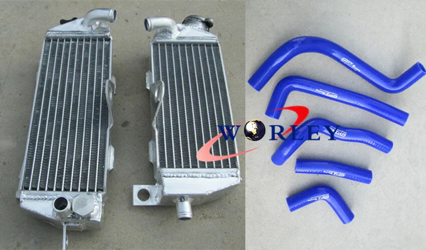 Aluminum Radiator + Red Silicone Hose for Kawasaki KDX200 KDX220 (1995-2006)
