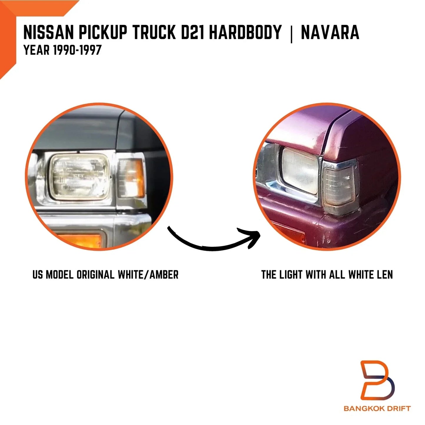Chrome Corner Parking Lamp Light for Nissan D21 Navara Pickup (1990-1997)