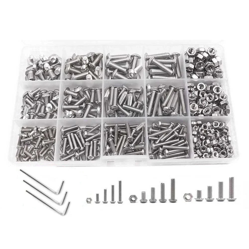 500 PCS Hexagon Socket Bolts and Nuts Set for M345