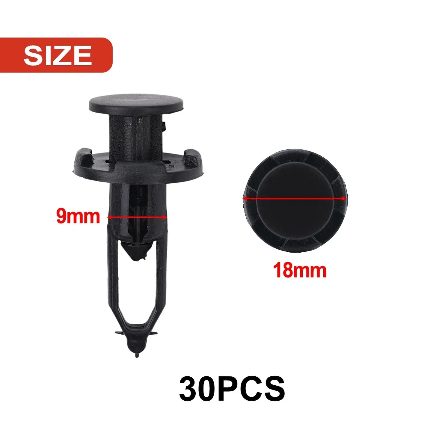 Rivets / 30x 9mm / Push Type Retainer Fastener Bumper Pin Clips for Toyota