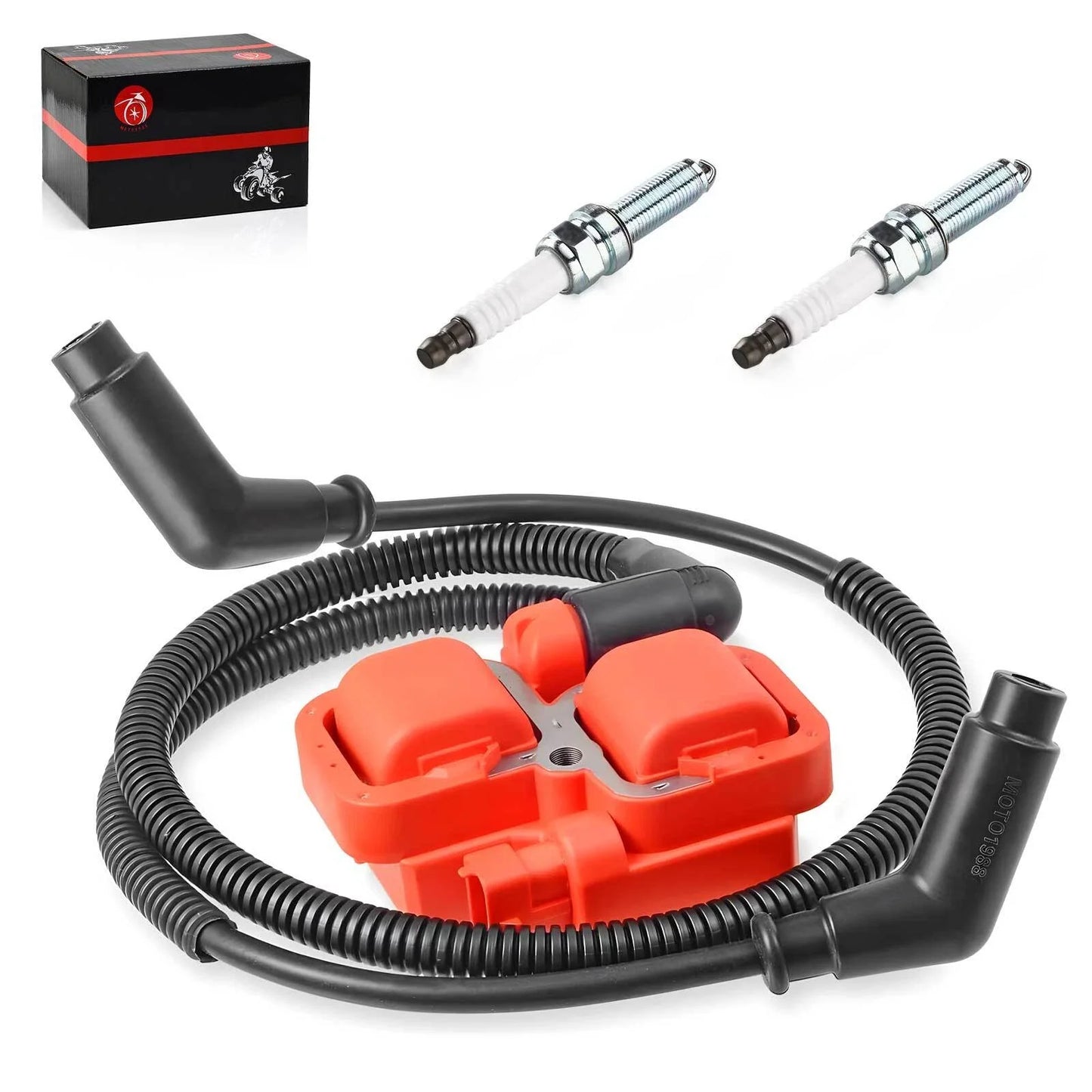 2x Ignition coil & Spark plug w/Wire Cap for Can-Am Maverick 1000 (2014–2015)