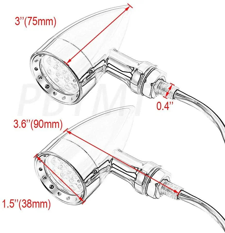 LED Chrome Bullet Amber Turn Signal Lights for Harley XL (2004-2023)