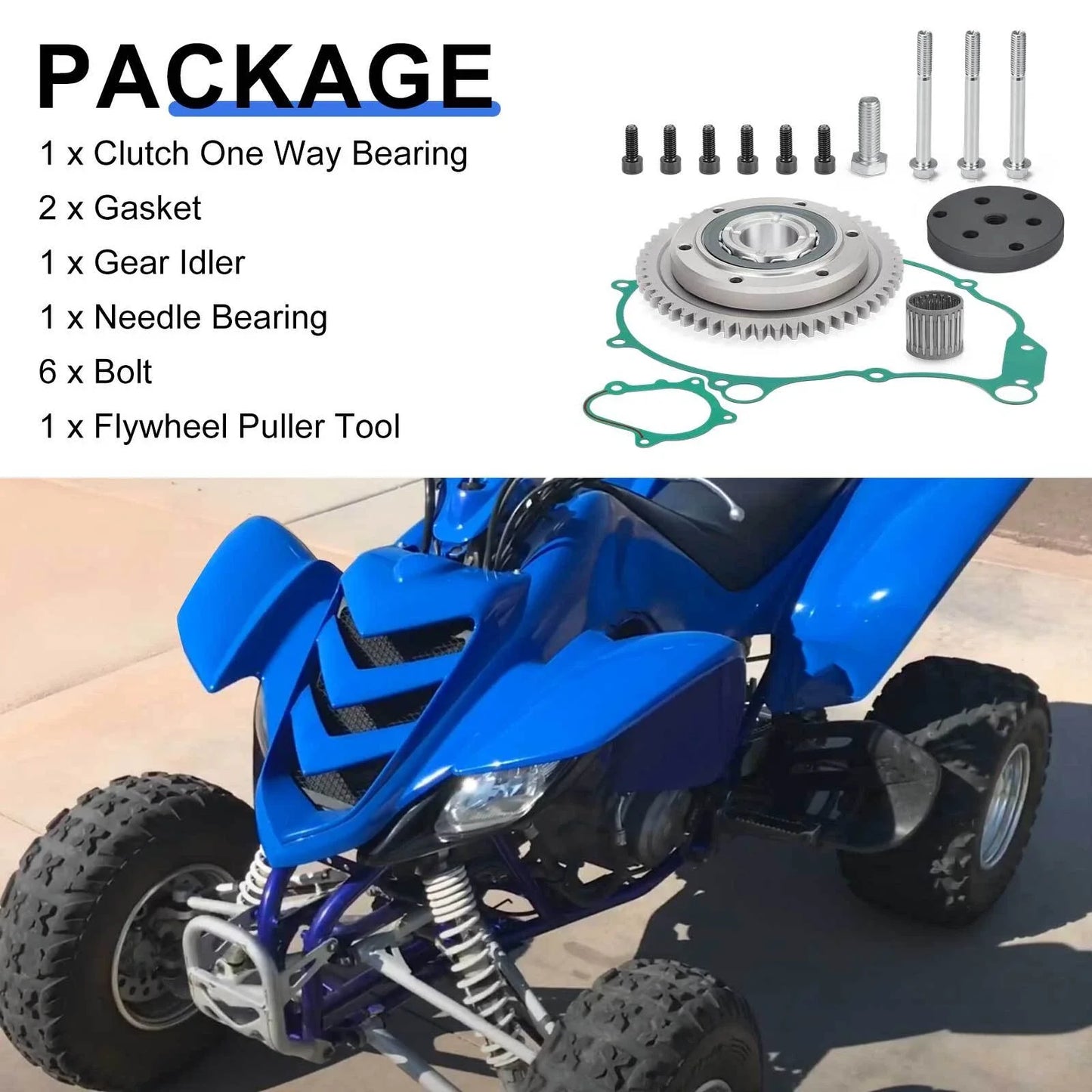 Starter Clutch Gear One Way Bearing Kit for Yamaha YFM660R Raptor (2002–2003)