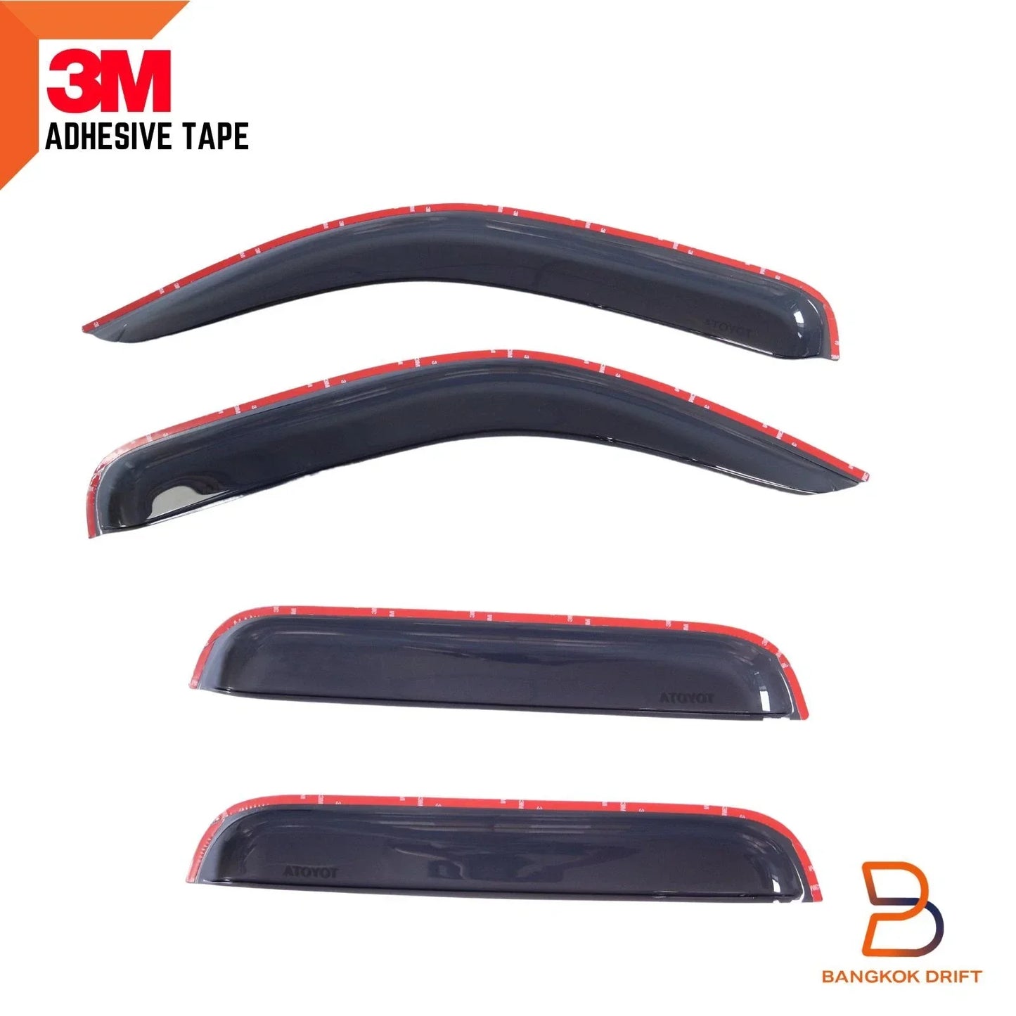 Slim Weathershields Door Visors for Toyota Hilux Dual Cab (1998-2004) Black