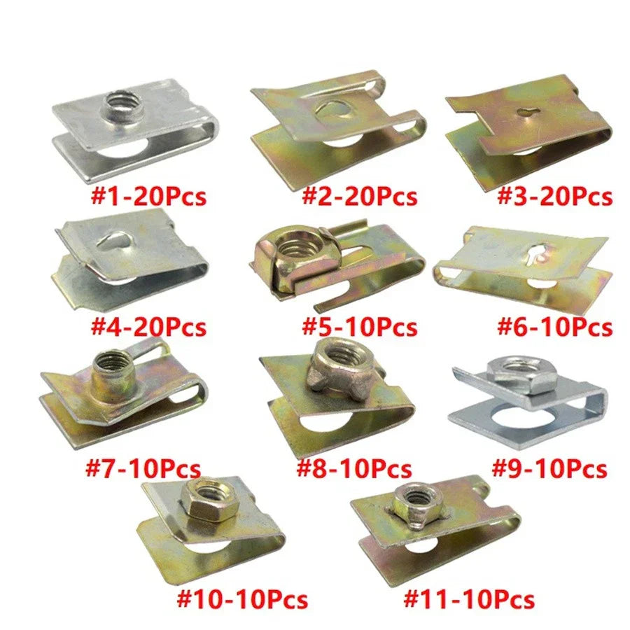 150 Pcs U-Type Metal Screw Nut Clips for Car Fender Bumper