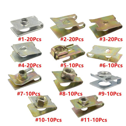 150 Pcs U-Type Metal Screw Nut Clips for Car Fender Bumper