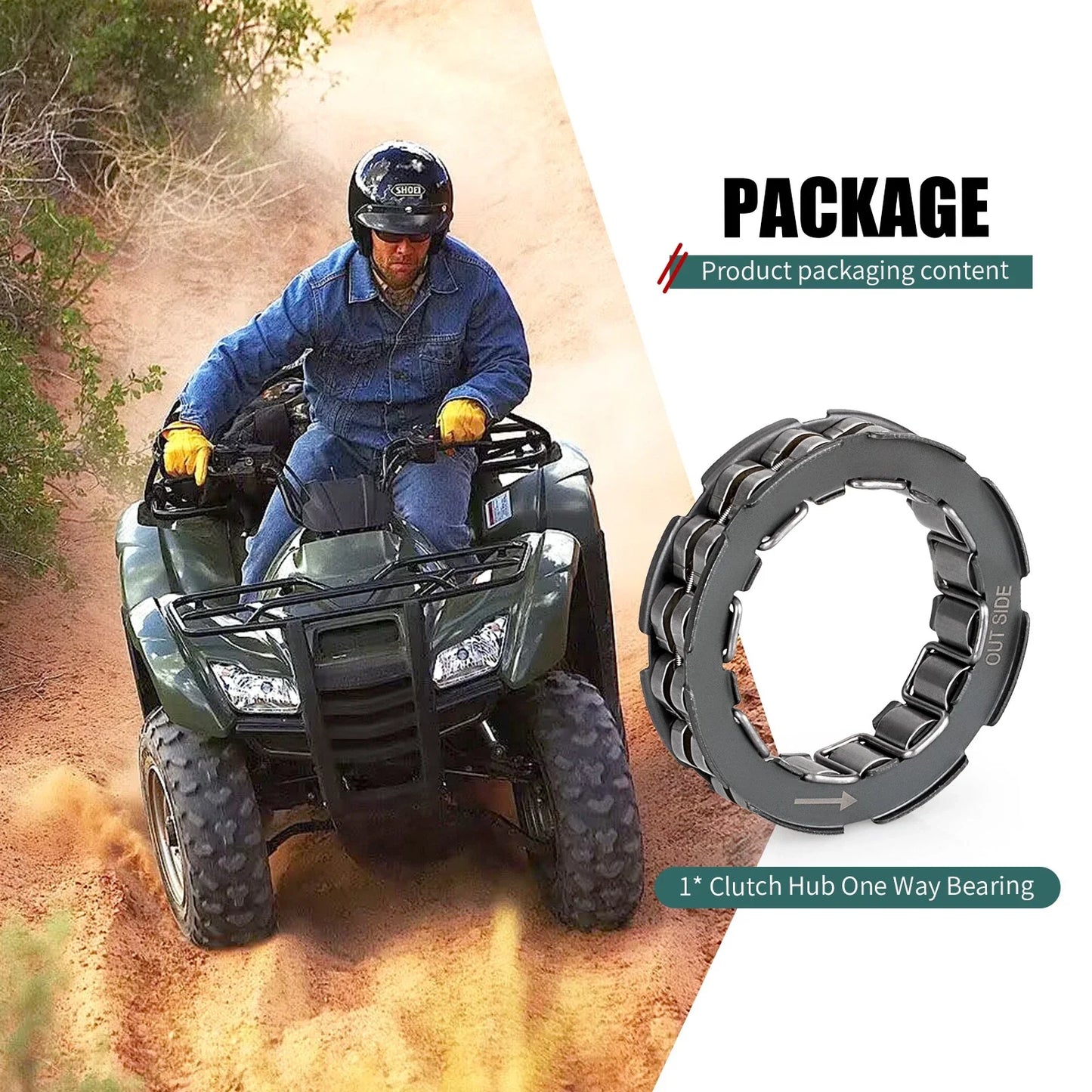 Clutch Hub One Way Bearing for Honda Rancher 400/420 Rubicon 500 (2003–2014)
