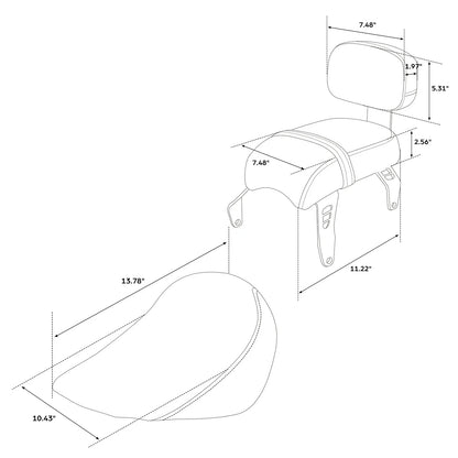 Driver & Passenger Seat Backrest Pad for Indian Scout Bobber (2018-2023)
