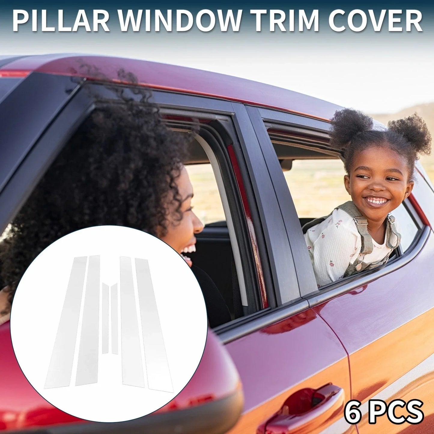 6 Pcs Door Pillar Window Trim for Honda Accord (1998-2002) Chrome Silver Tone