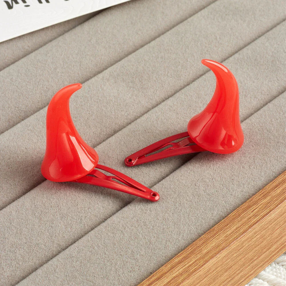 Red Devil Horns Hair Clips for Cosplay Halloween (Small)