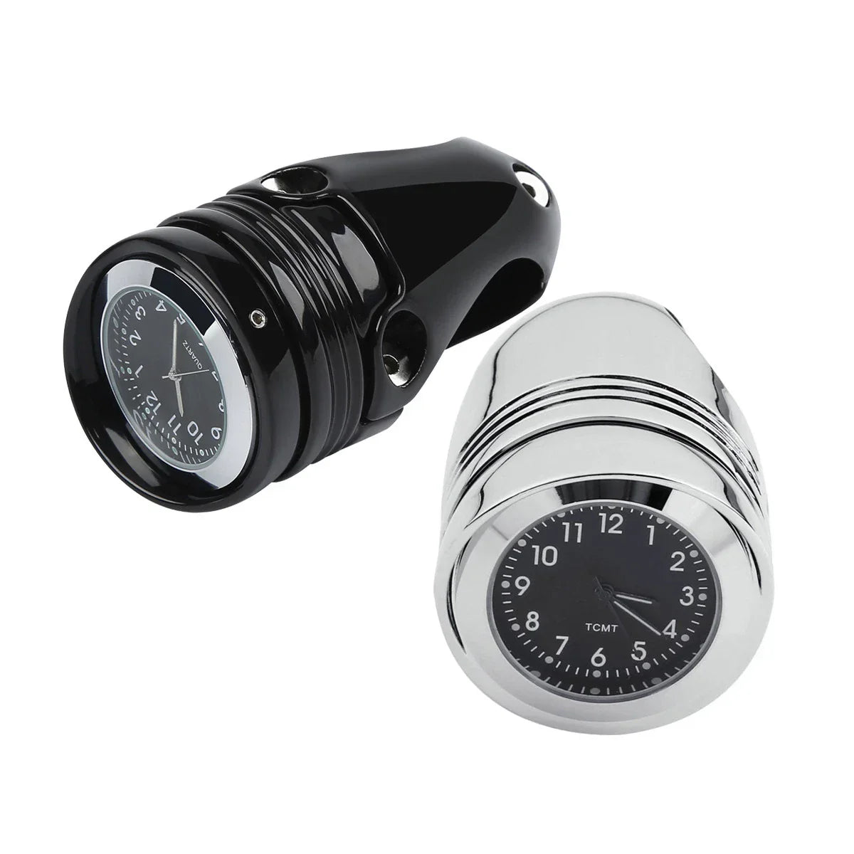 1 x Chrome/Black 1.25" Handlebar Mount Clamp Clock for Harley