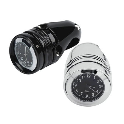 1 x Chrome/Black 1.25" Handlebar Mount Clamp Clock for Harley