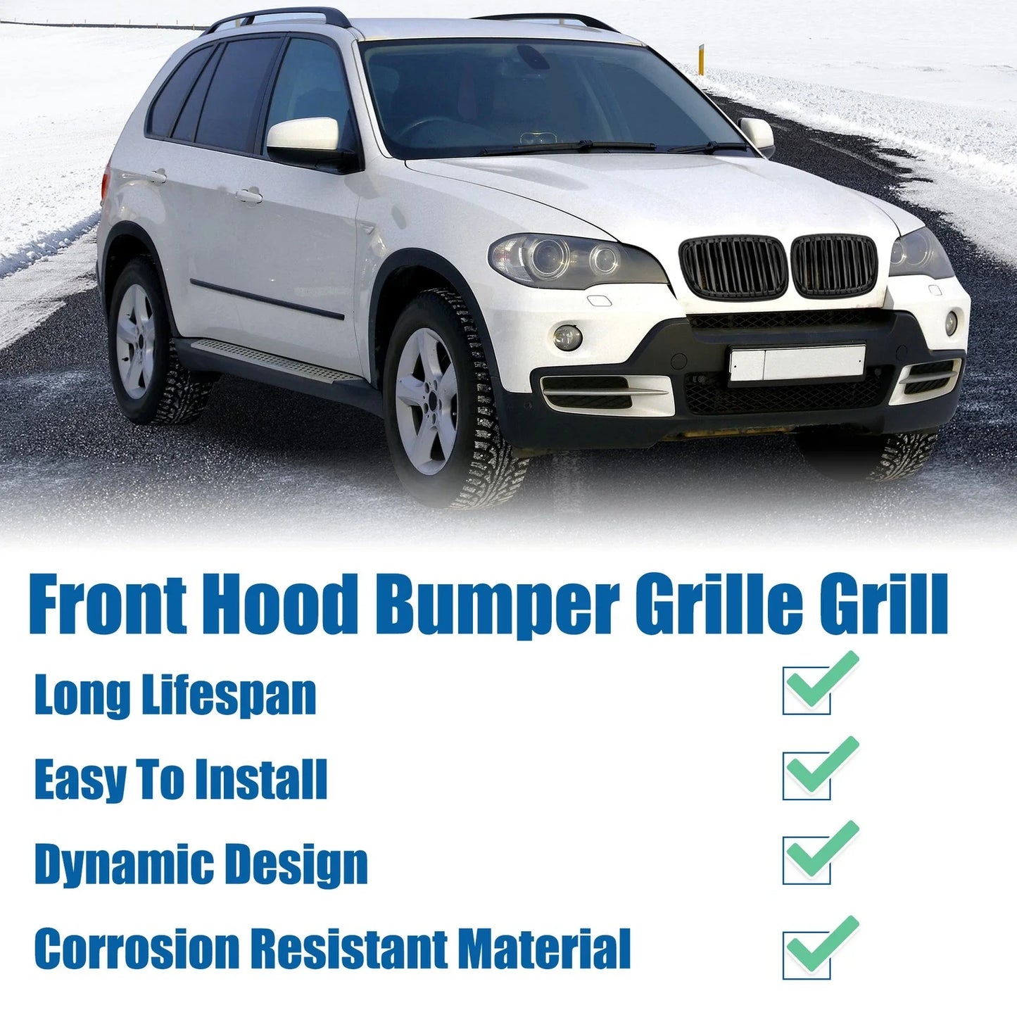 Pair Front Hood Bumper Grille Grill for BMW X5 X6 E70 (2007-2013)