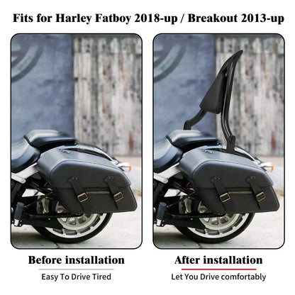 Rear Black Sissy Bar Backrest Pad for Harley Breakout, Fat Boy (2013-2023)