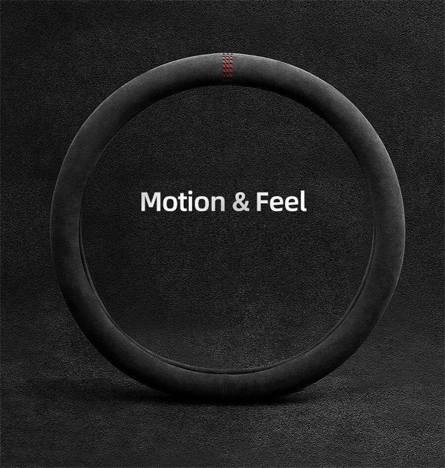 38cm Black Suede Alcantara Steering Wheel Cover for Universal Cars