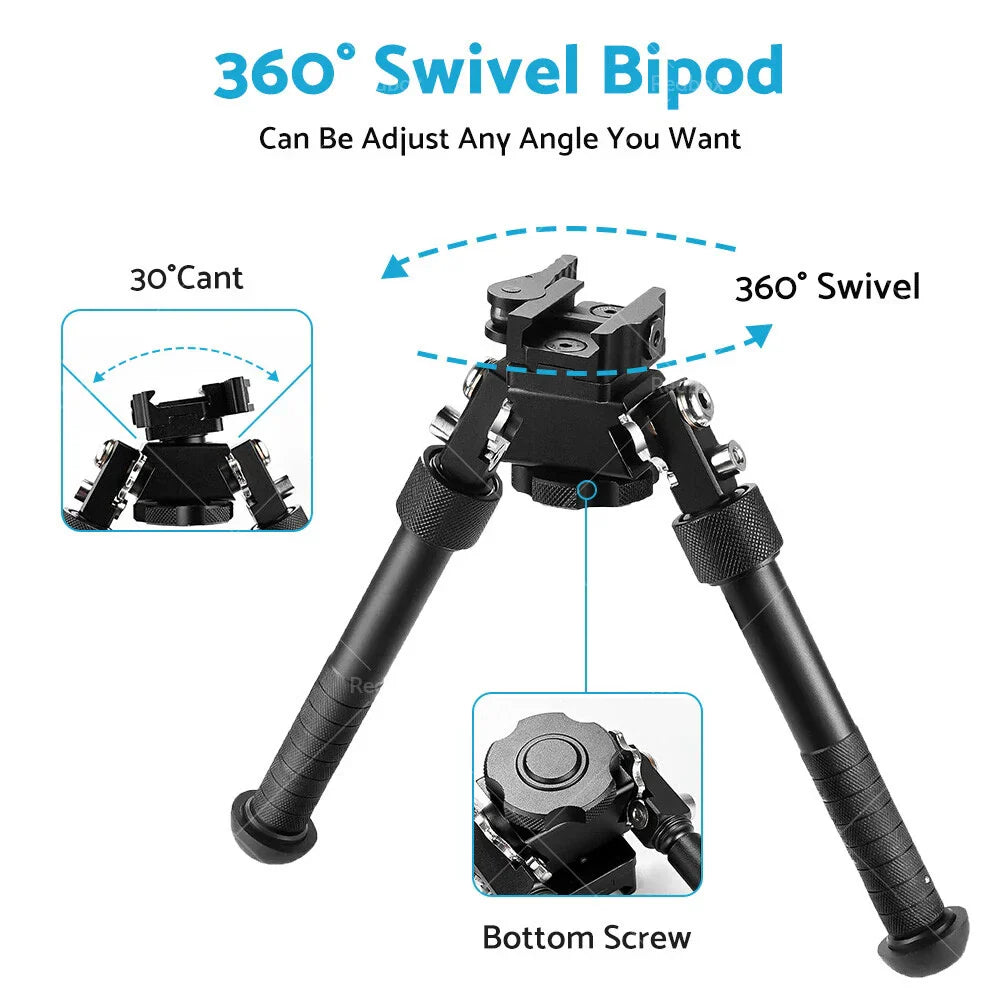6.5"-9" Tactical 360° Swivel QD Rifle Bipod Mount for Hunting & Shooting
