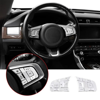 Silver Alloy Steering Wheel Button Cover Trim for Jaguar F-Pace, F-TYPE, XE, XF (2016-2023)