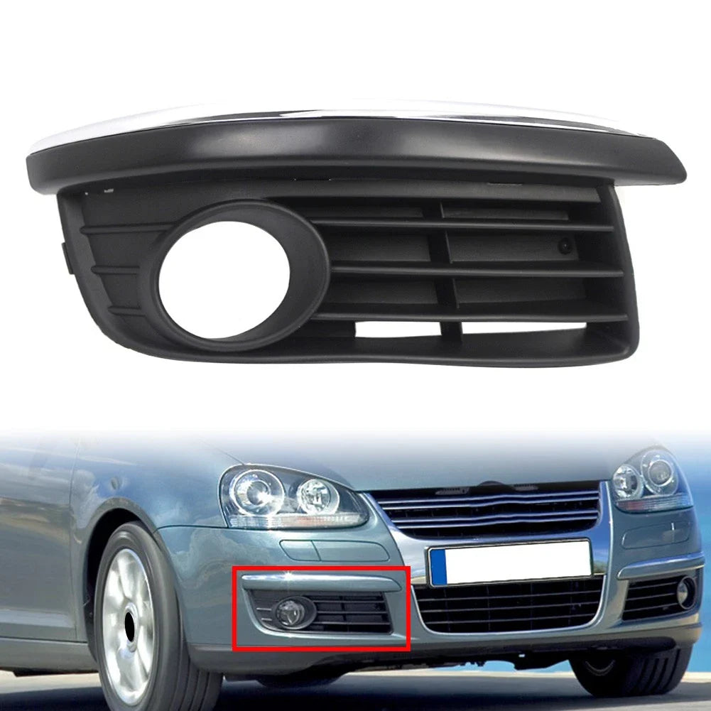 Right Front Bumper Fog Light Cover w/ Chrome Trim for VW Jetta (2006-2010)