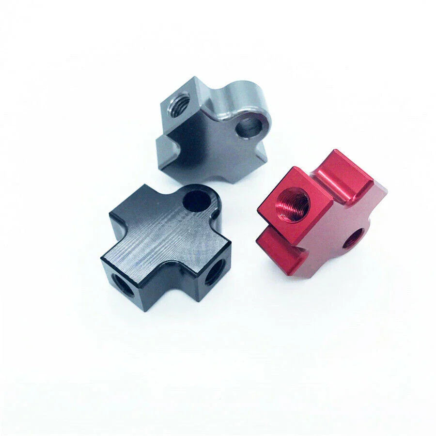 3-Way Tee Connector Adapter for Motorcycle Hydraulic Brake Hose Line - Aluminum Alloy
