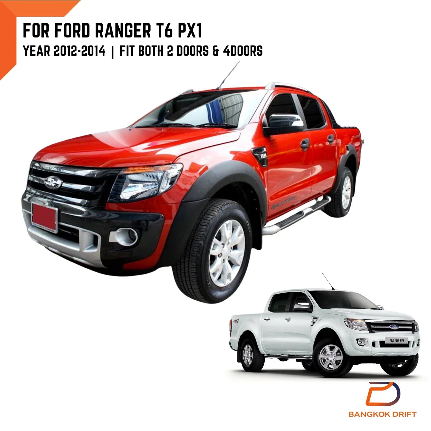 Matte Black Fender Flare Wheel Arch for Ford Ranger UTE T6 PX1 (2012-2014)