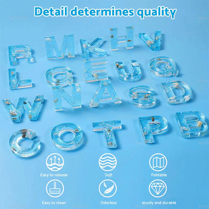Epoxy Resin Mold Letter Number Silicone Mould for Keychain Tassel Pin Vise