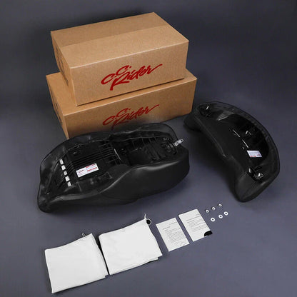 Black Orange Driver Passenger Seat & Backrest for Harley Road King (2014-2023)