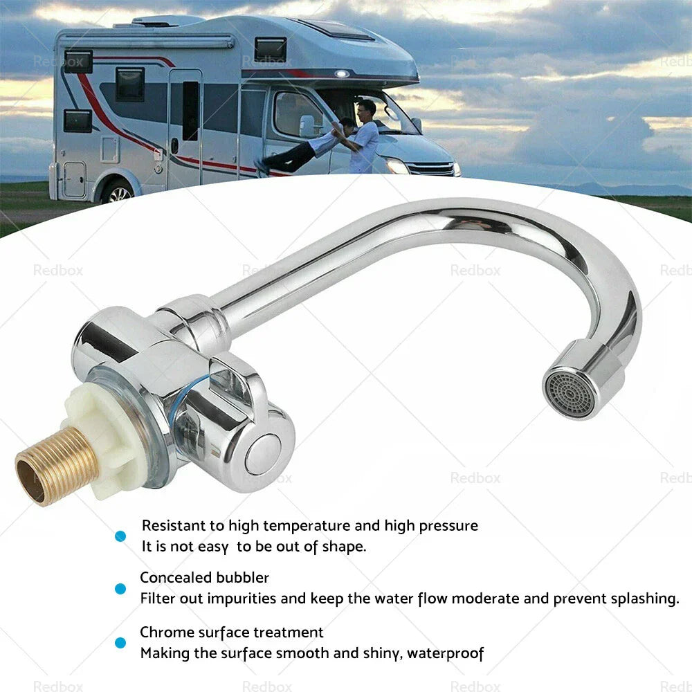 Single Cold Water Faucet Tap 360° Rotation 1/2in for RV Motorhome