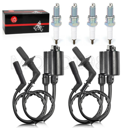 Ignition Coil Pack & Spark Plug + Cap for Honda VT1100 Shadow Spirit(1999–2007)