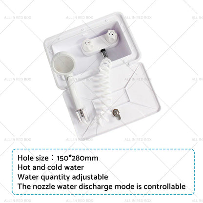 External RV Caravan Shower Box Faucet for Camper Trailer Boat White