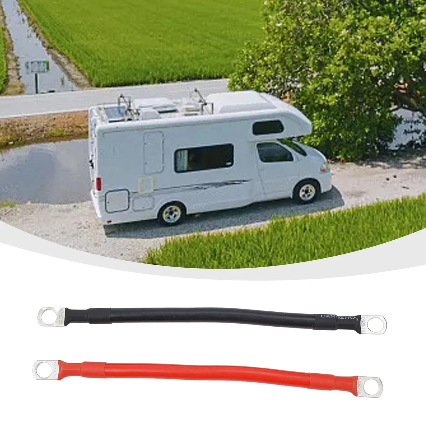 Cable 19cm 12v Battery Connector Cable 100A Wire & Lugs Red/Black for Power
